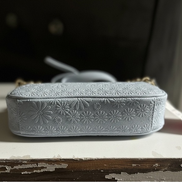 Betsey Johnson Blue Embossed 2 Way Carry Bag - with Gold Accents/ Pearls 
NWT - Picture 3 of 6